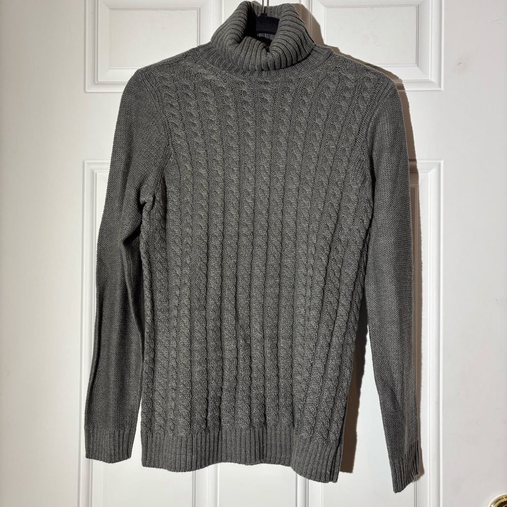 ❤️2/$15 or 3/$21❤️NWT Croft & Barrow Dark Grey Cable Knit Turtleneck, Size XS